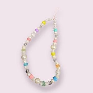 Faux Pearl & Pastel Circle Bead Phone Charm Strap